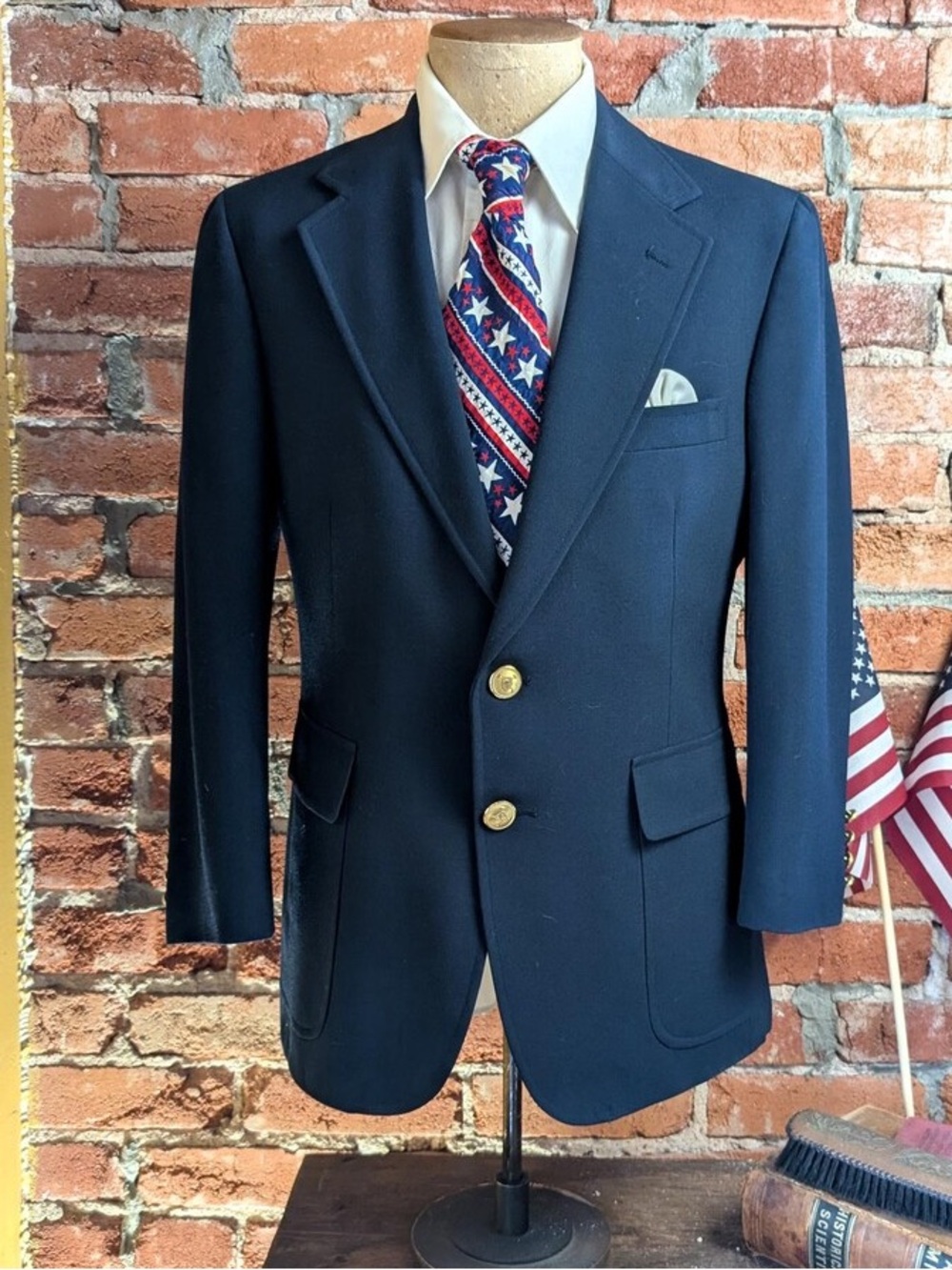 Vintage RL Polo University navy jacket blazer 37 union USA Ralph Lauren small s